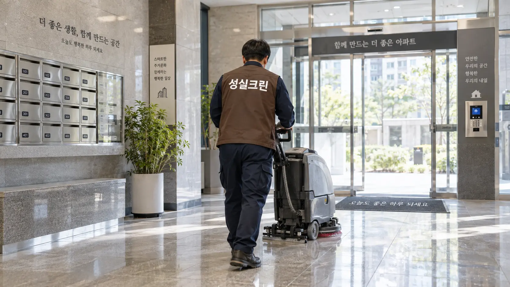 아파트 공동현관 로비 바닥 세척