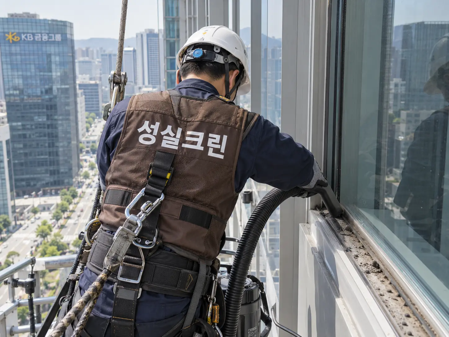 사업장 창틀과 모서리 먼지 제거
