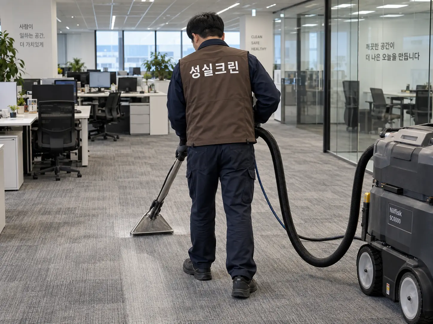 사무실 카펫 바닥 진공과 부분세척