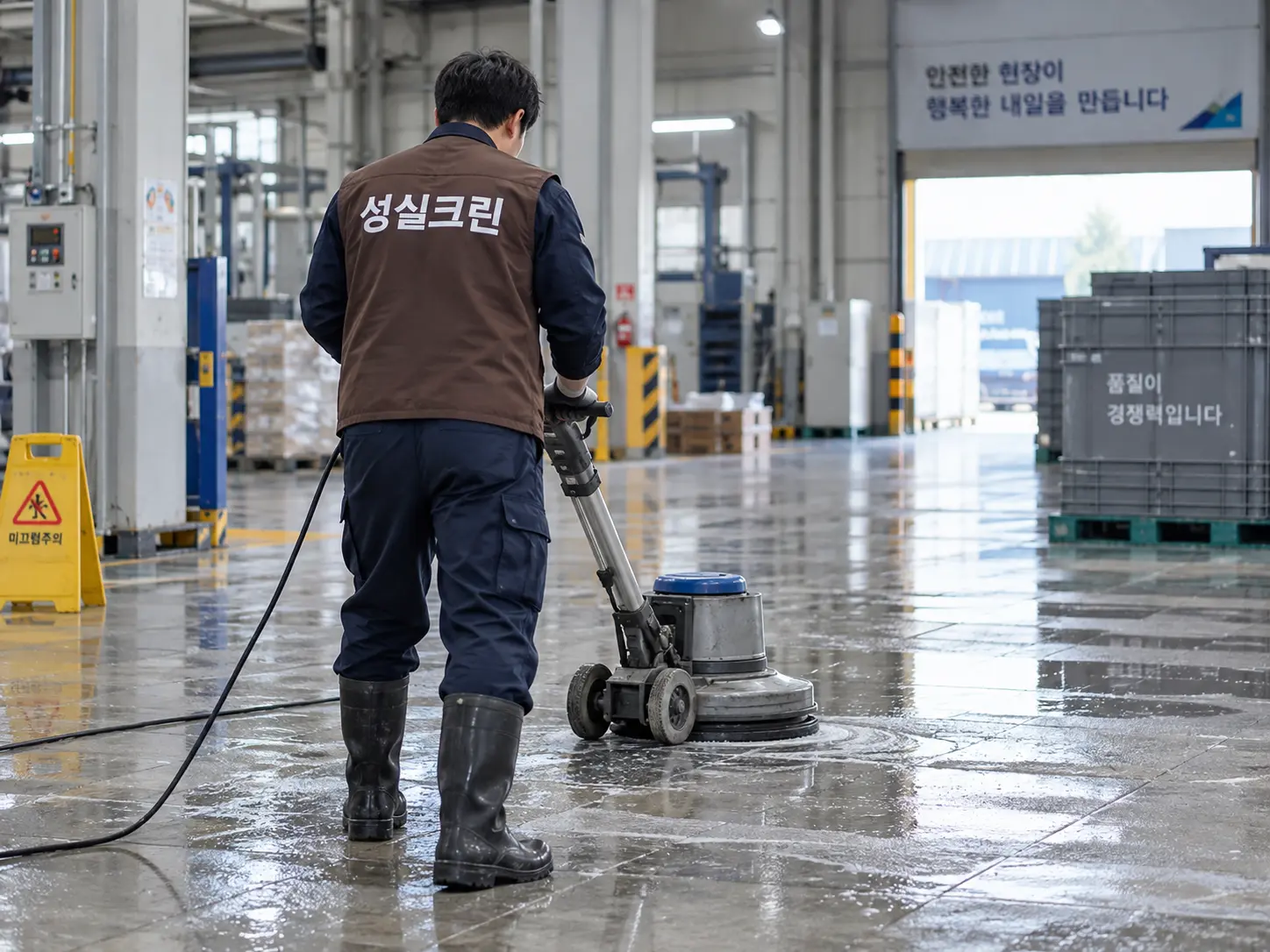 상업시설 타일 바닥 묵은때 세척