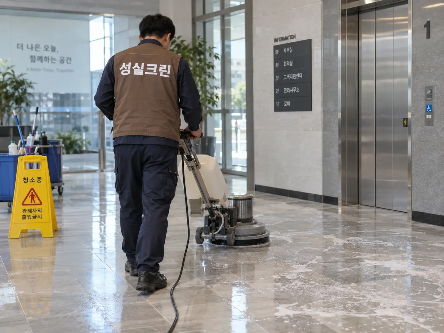 사무실 데코타일 바닥 정밀세척