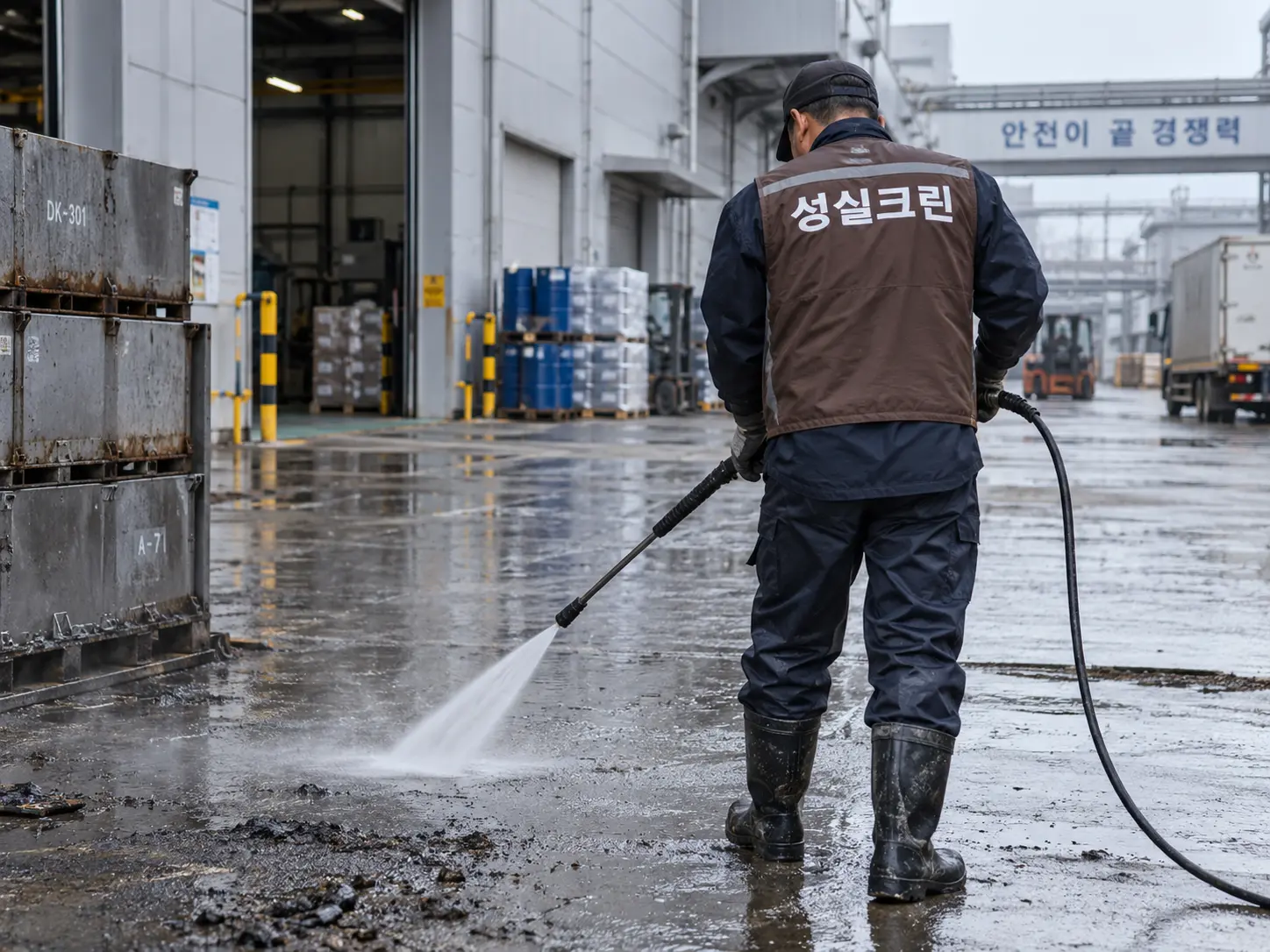 공장동 외부 하역장 고압세척