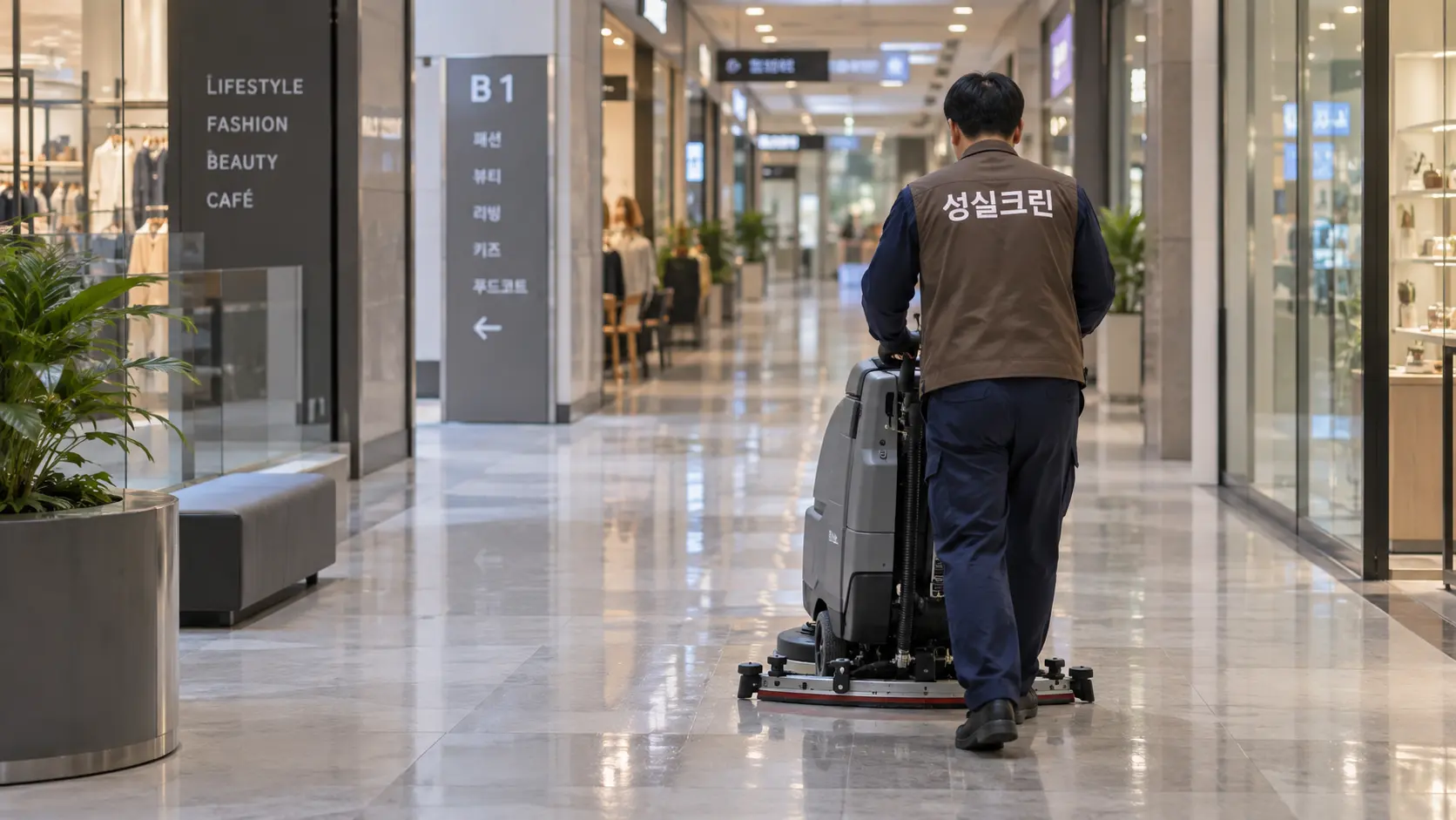 상가 공용통로 바닥 세척