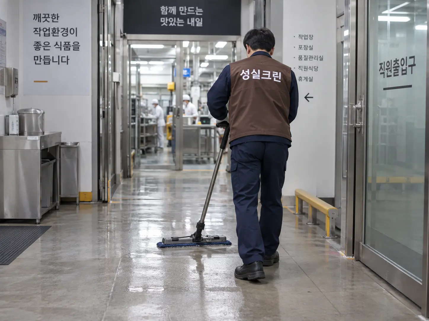 공장 공용복도와 출입구 청소