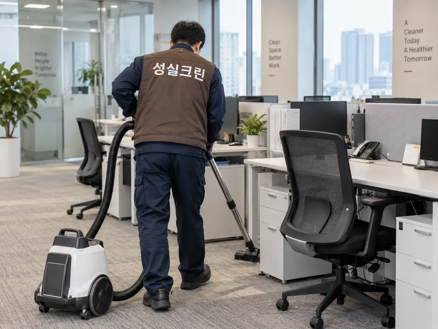 개인 책상과 의자 하부 미세먼지 진공청소